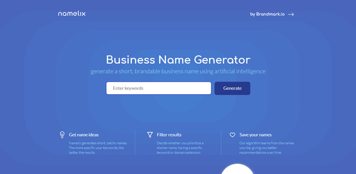 công cụ đặt tên thương hiệu namelix