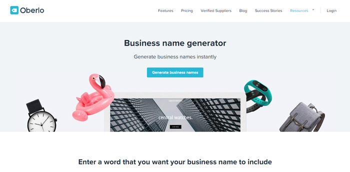 công cụ đặt tên thương hiệu oberlo