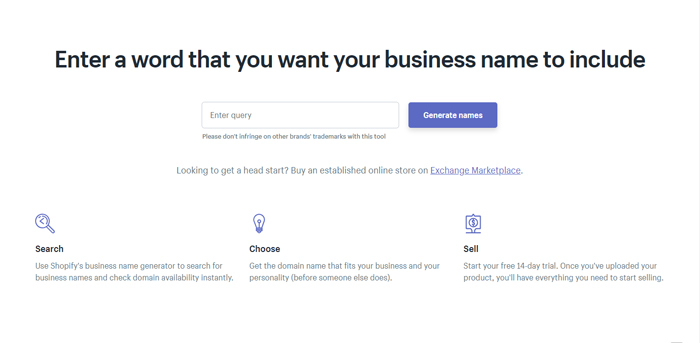 công cụ đặt tên thương hiệu shopify