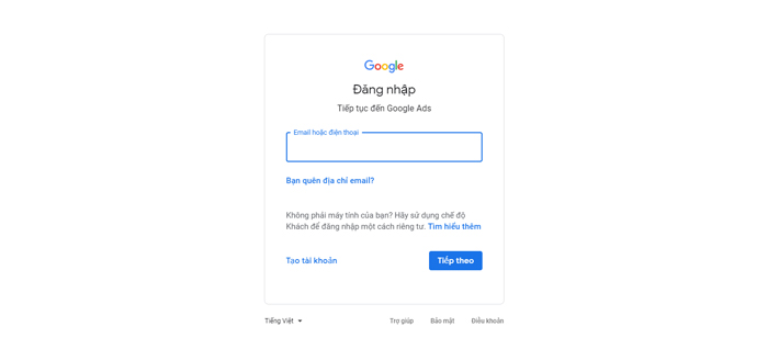 đăng nhập tài khoản google adword