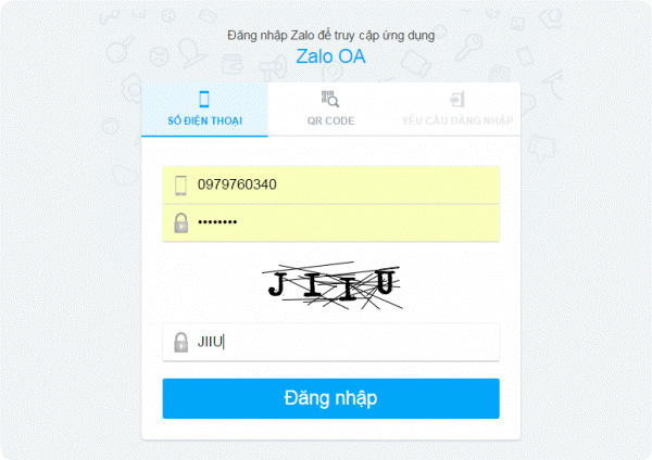 đăng nhập vào tài khoản zalo