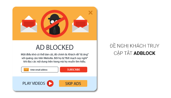 đề nghị khách truy cập tắt adblock