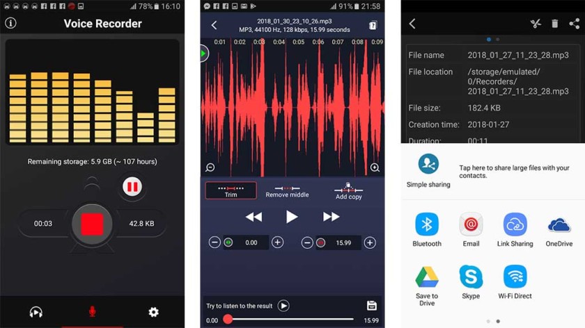 phần mềm ghi âm voice recorder 2018