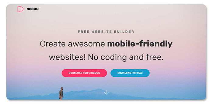 phần mềm làm và tạo website Mobirise