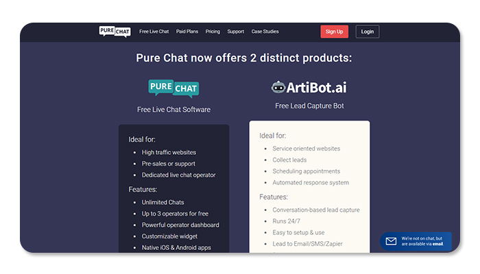phần mềm ứng dụng live chat purechat