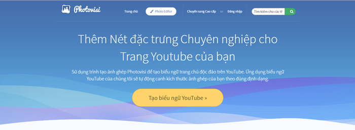 tạo ảnh bìa Youtube bằng Photo Visi