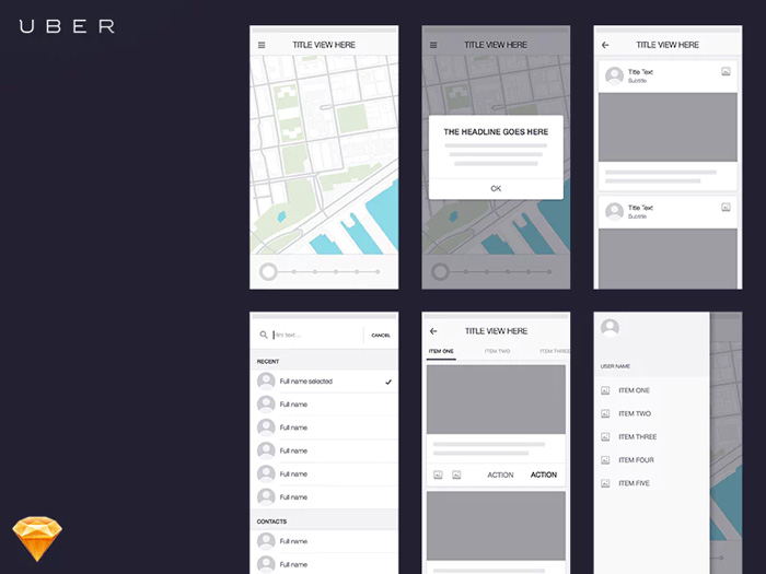 ví dụ về wireframe cũ của Uber