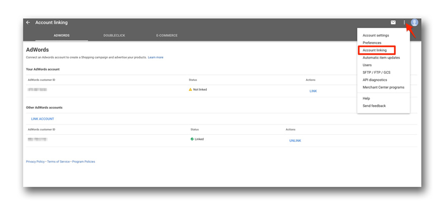 Kết nối Merchant center với adword