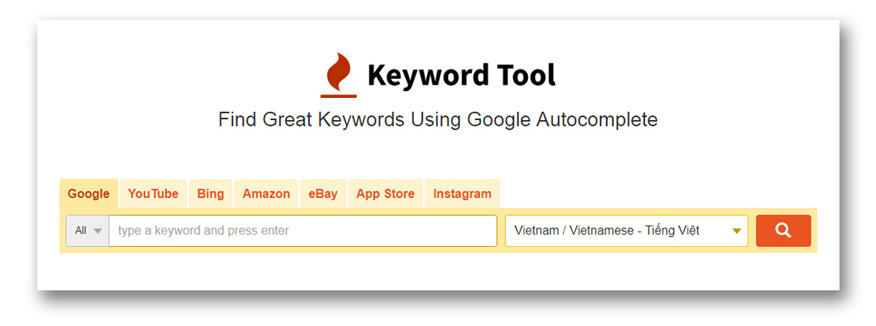 công cụ nghiên cứu từ khóa Keywordtool.io