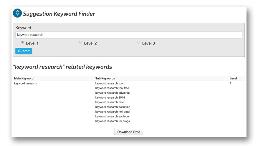 công cụ nghiên cứu từ khóa Suggestion Keyword Finder