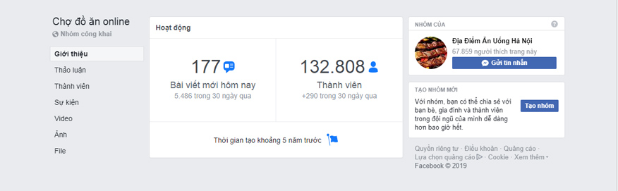 group bán hàng facebook đồ ăn online