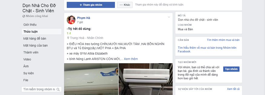 group facebook bán hàng thanh lý