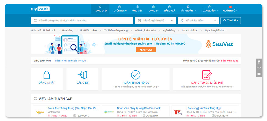 website tuyển dụng Myworks