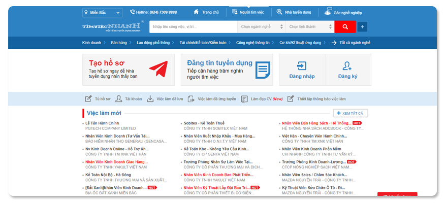 website tuyển dụng timviecnhanh