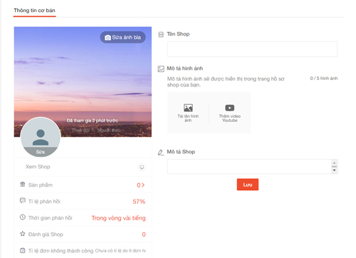 thiết lập cửa hàng shopee