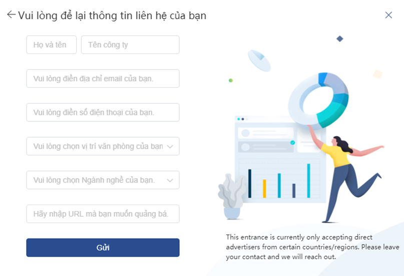 Để lại contact TikTok Ads