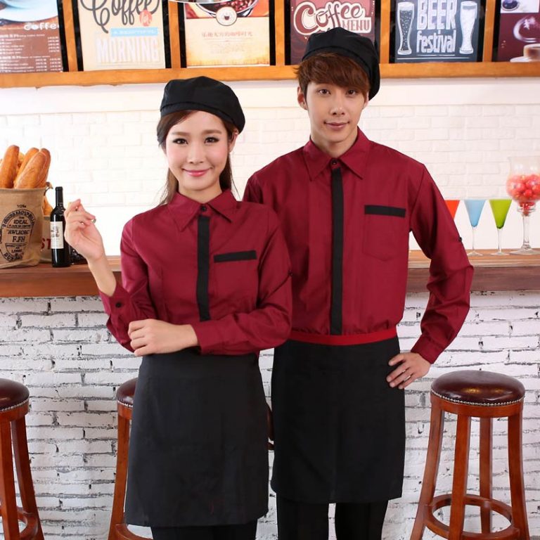 Asian uniform couple outdoor