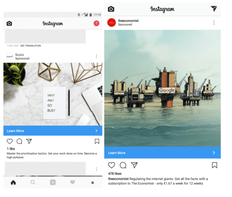 quảng cáo instagram một hình ảnh