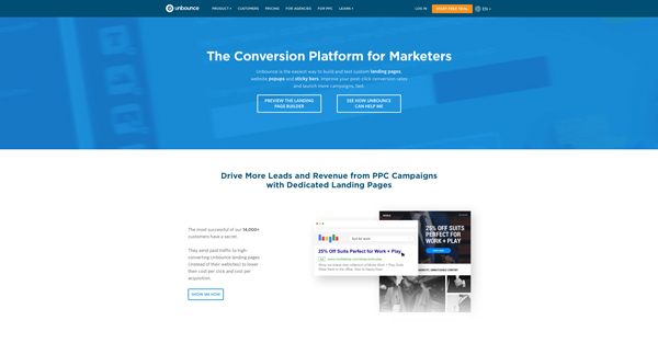 tạo Landing Page Unbounce