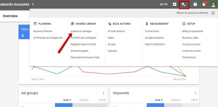 tạo một danh sách remarketing